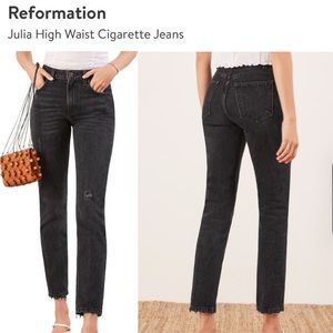 Reformation Julia High Waist Cigarette Jeans Black 31